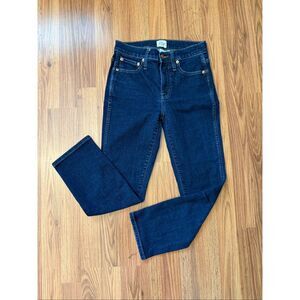 J. Crew Women's Mid-Rise 9" Vintage Straight Jeans Blue Denim Dark Wash Size 25P